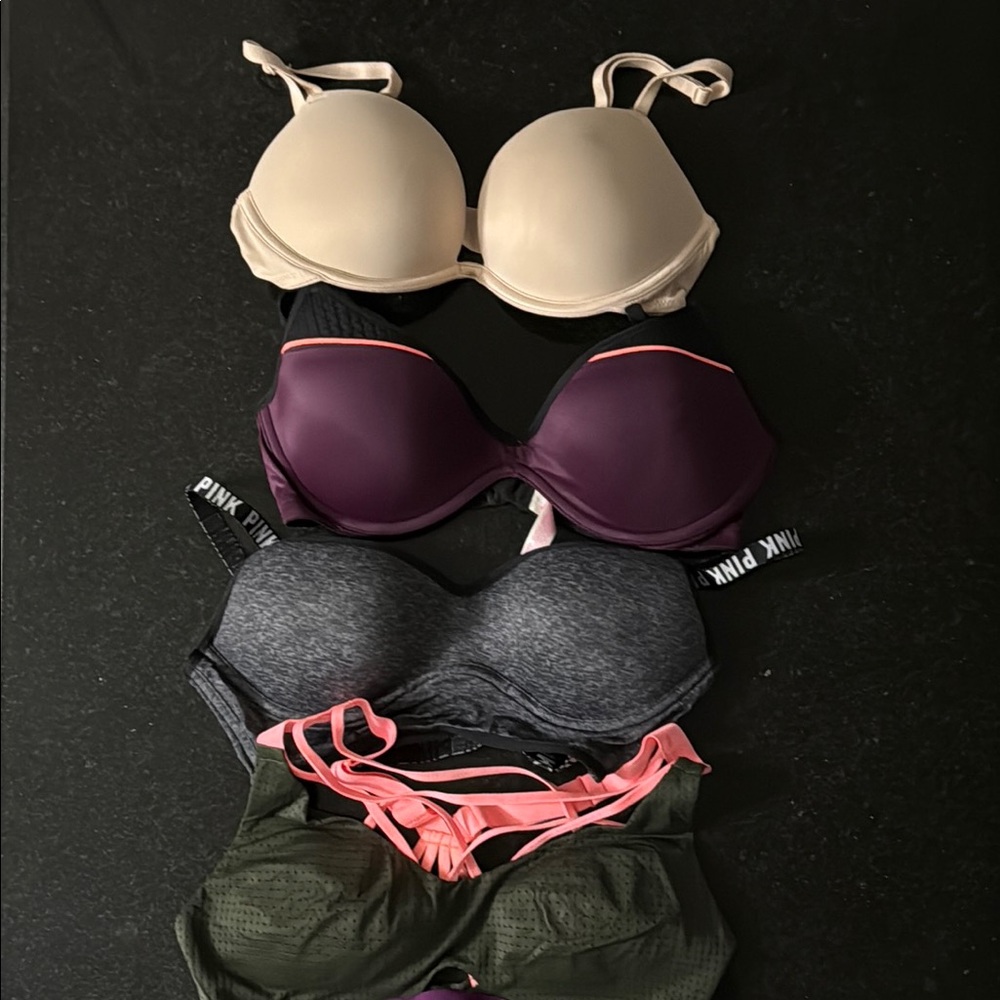 Victoria's Secret Cream and Purple Bras Intimates Collection